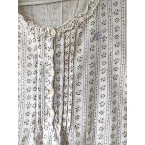 Lauren Ralph Lauren Floral Stripe Cotton Pajama Set L Button Top Pants